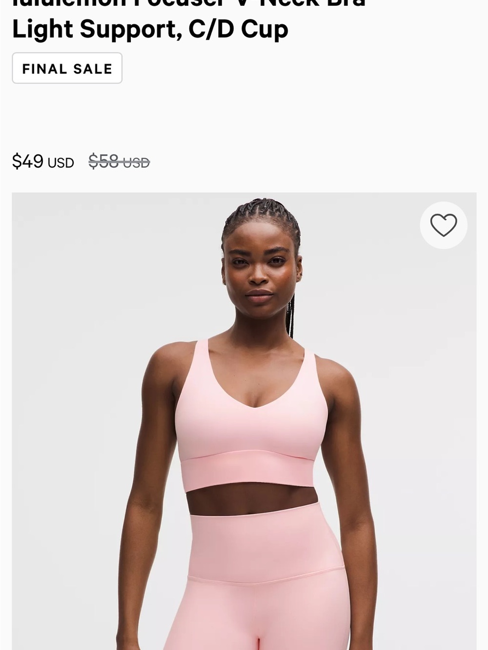 lululemon athletica Focused V-Neck Light Support Bra in Coral (See Pics)